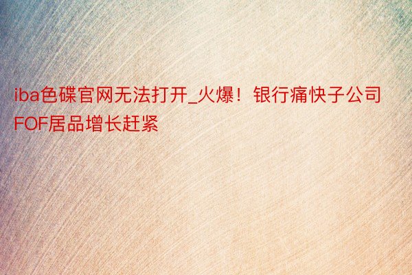 iba色碟官网无法打开_火爆！银行痛快子公司FOF居品增长赶紧